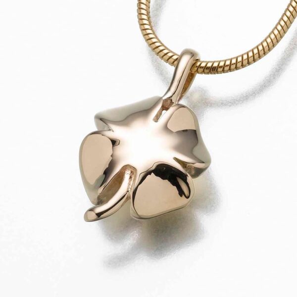 Four Leaf Clover memorial cremation pendant, gold vermeil