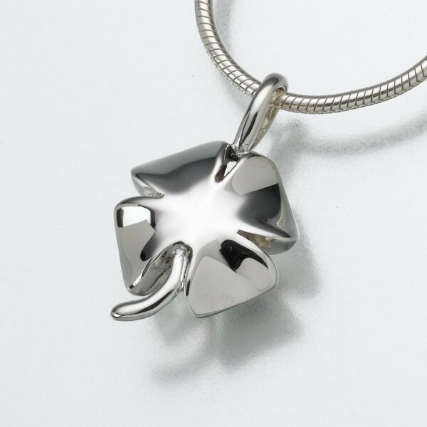 Four Leaf Clover memorial cremation pendant, white gold