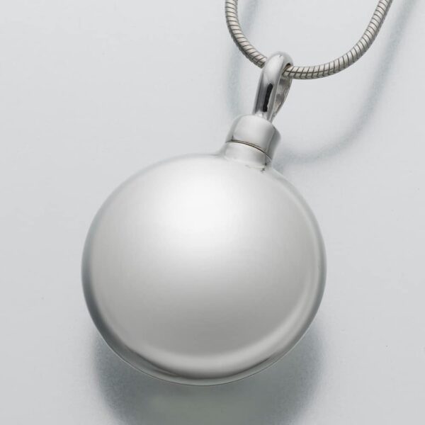Large Round memorial cremation pendant, sterling silver