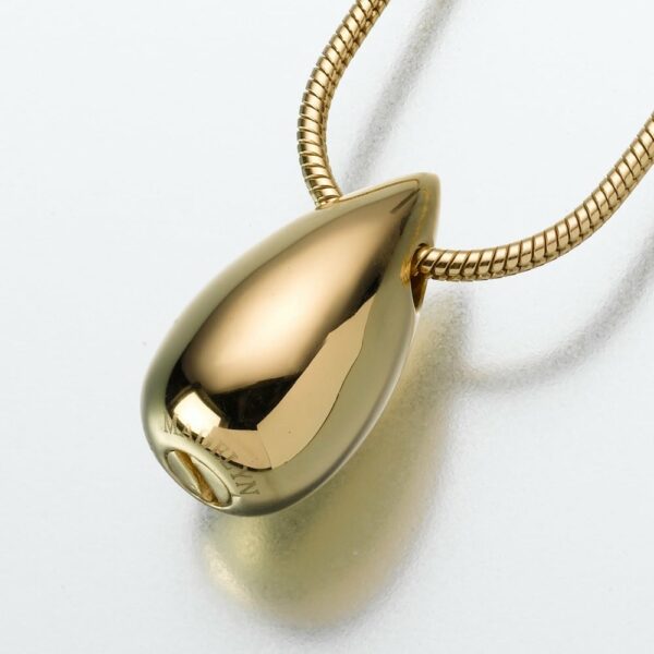 Slide Teardrop memorial cremation pendant, gold vermeil