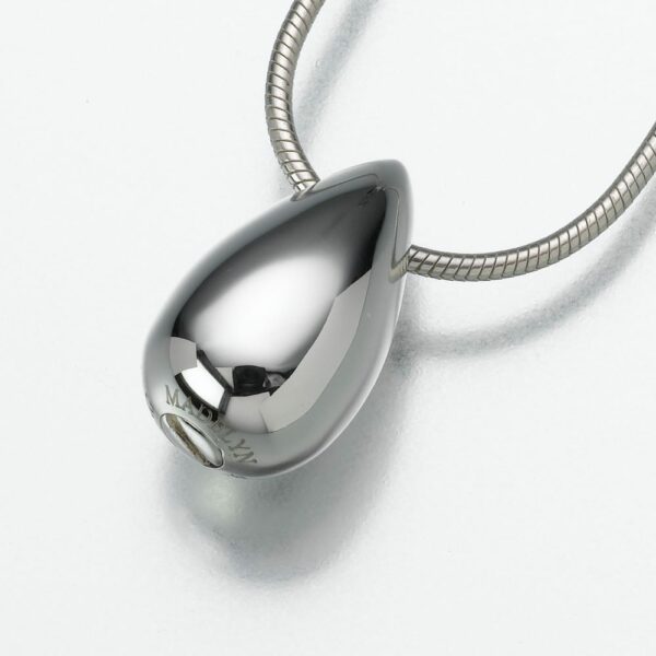 Slide Teardrop memorial cremation pendant, sterling silver