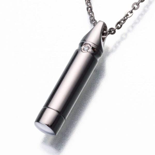 Cylinder with crystal chip insert memorial cremation pendant, titanium